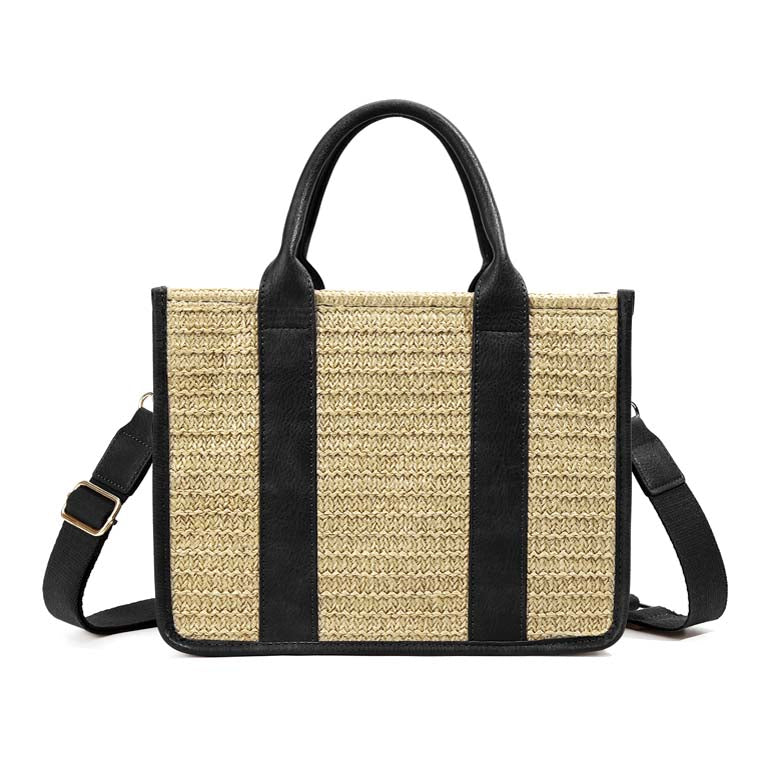 Mericela Mixed Media Straw Tote Handbags & Wallets - Tophatter Daily Deals