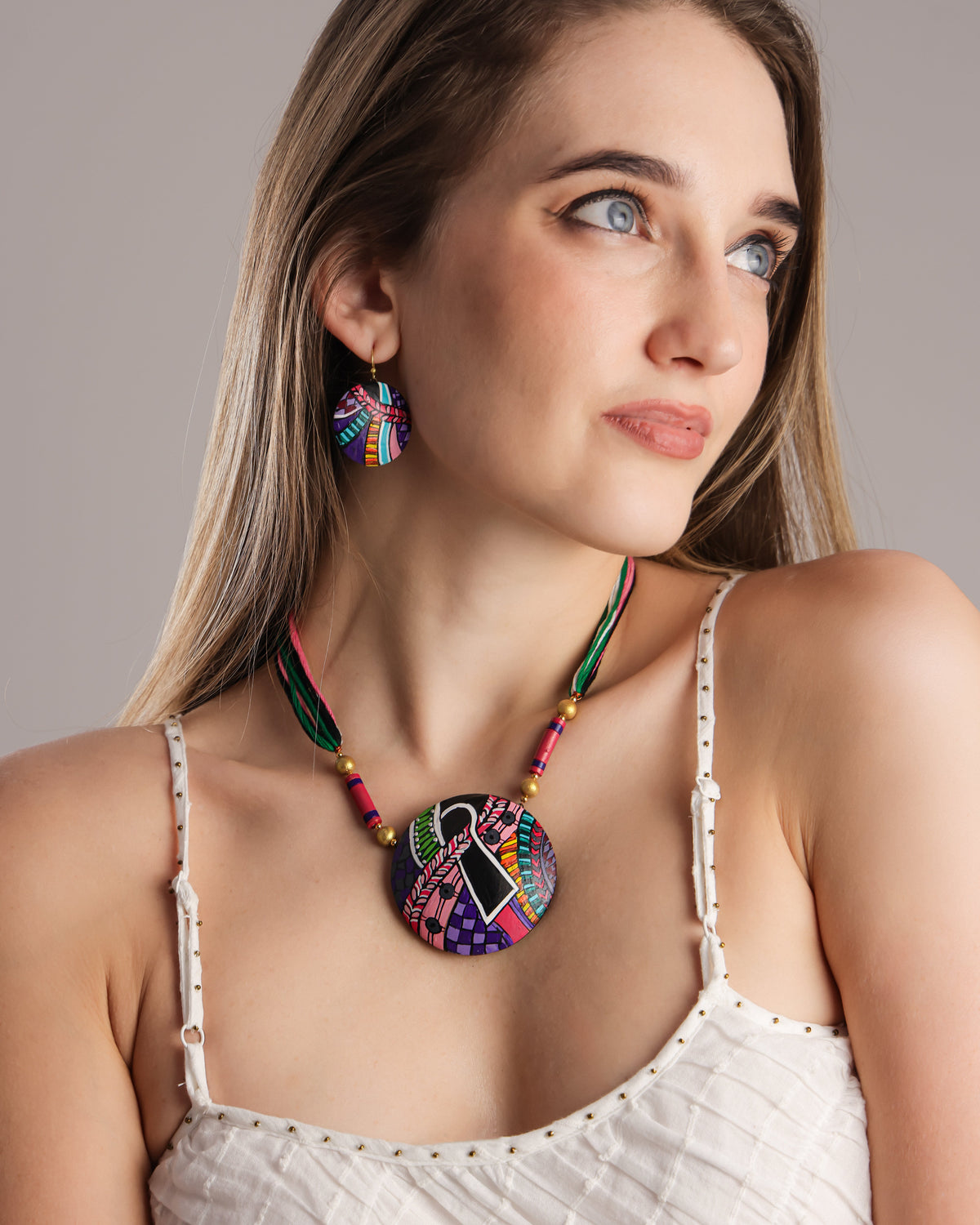 Beachy Boho Clay Necklace & Earrings Set Necklaces - Tophatter Daily Deals