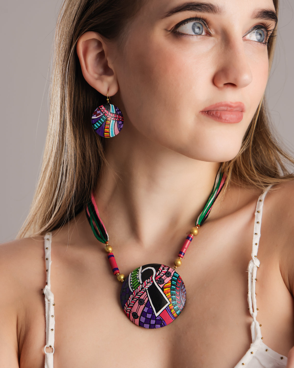 Beachy Boho Clay Necklace & Earrings Set Necklaces - Tophatter Daily Deals