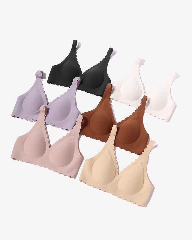 Wireless V Neck Seamless Full Coverage Bra Lingerie Sets-Bras - Tophatter Daily Deals