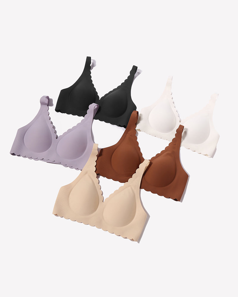 Wireless V Neck Seamless Full Coverage Bra Lingerie Sets-Bras - Tophatter Daily Deals