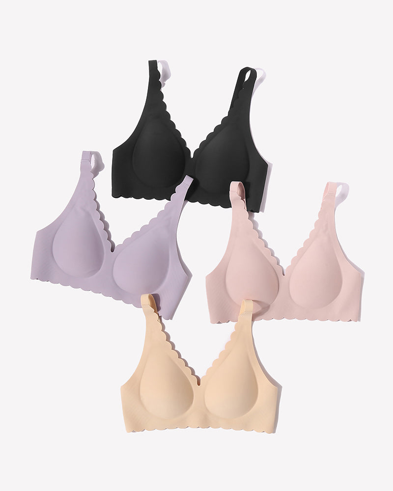 Wireless V Neck Seamless Full Coverage Bra Lingerie Sets-Bras - Tophatter Daily Deals