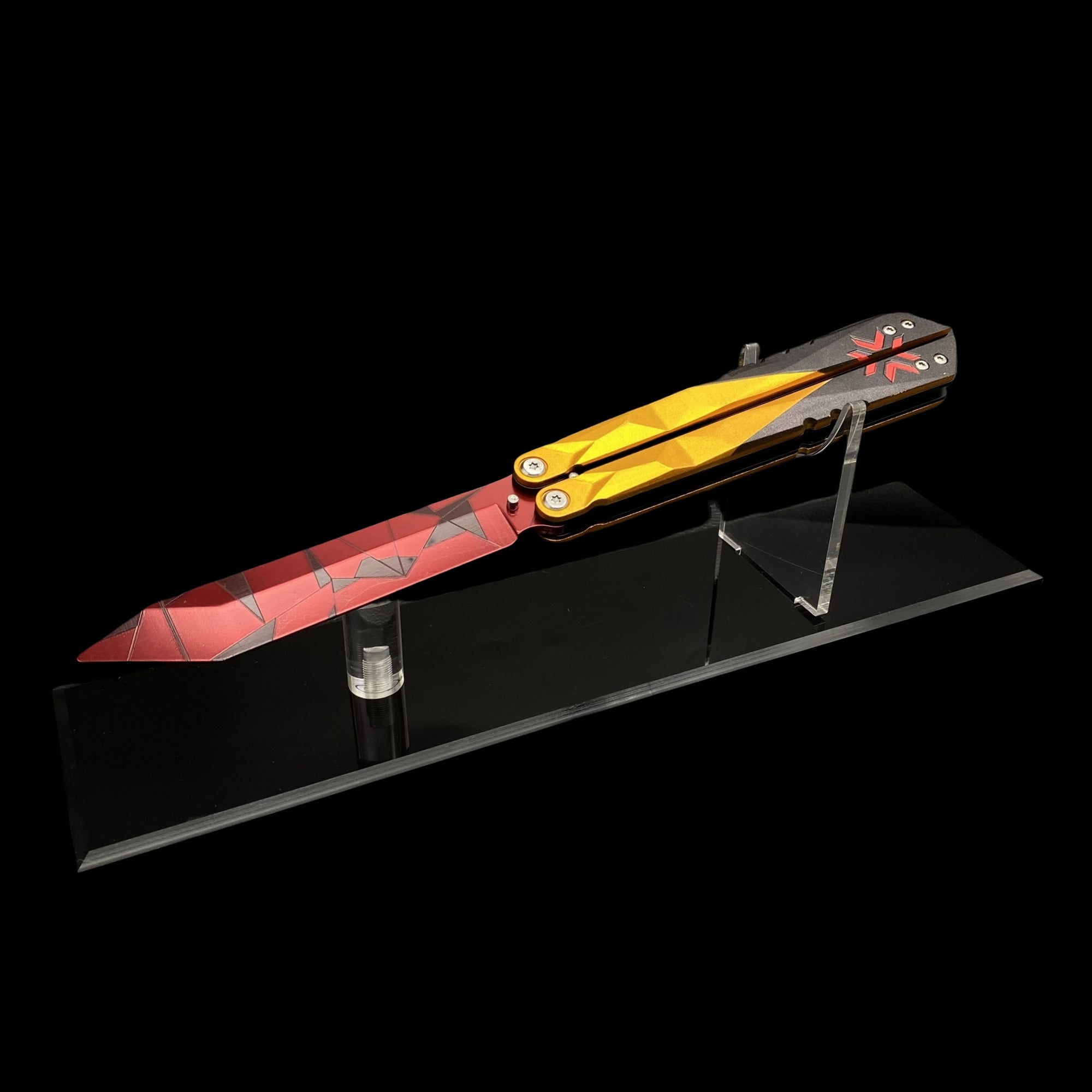 Best Quality Game Butterfly Knife IRL Game Balisong For Collection Champion Butterfly Knife & Stand - Tophatter Daily Deals