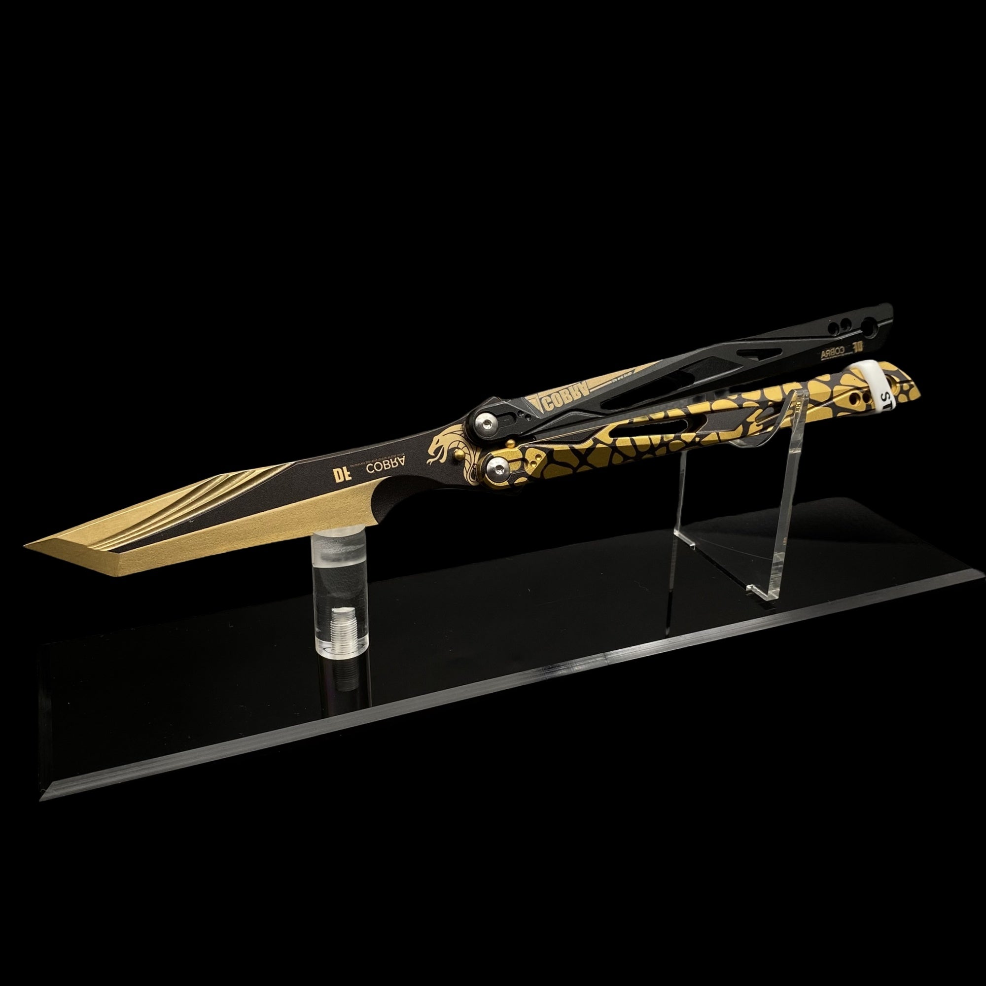 Best Quality Game Butterfly Knife IRL Game Balisong For Collection CNC Cobra Vanguard & Stand - Tophatter Daily Deals