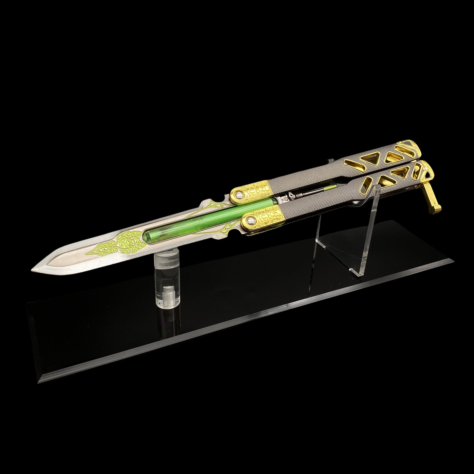 Best Quality Game Butterfly Knife IRL Game Balisong For Collection Octane Heirloom V3 & Stand - Tophatter Daily Deals