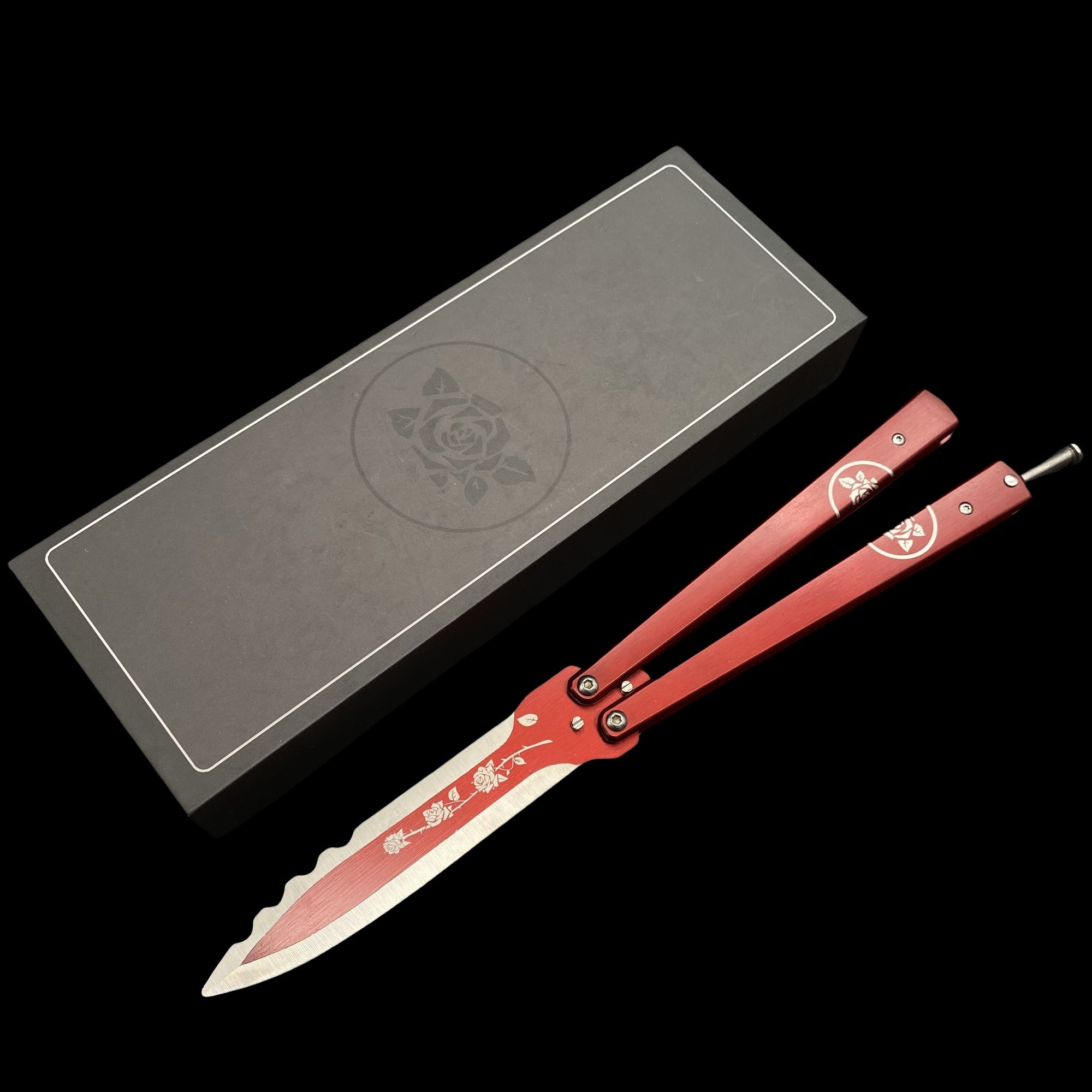 Best Quality Game Butterfly Knife IRL Game Balisong For Collection Black Rose Balisong - Tophatter Daily Deals