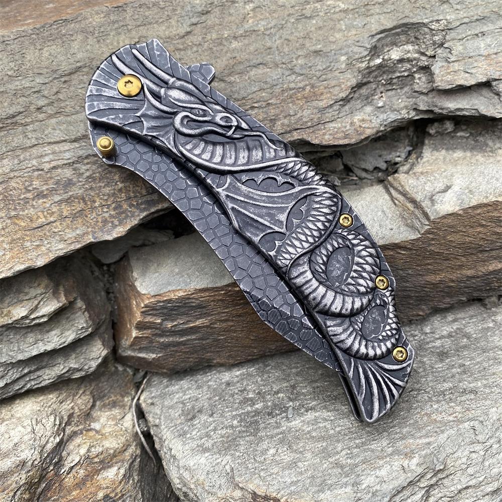 Sea Serpent sculpture Folding Knife Camping Knife - Tophatter Daily Deals