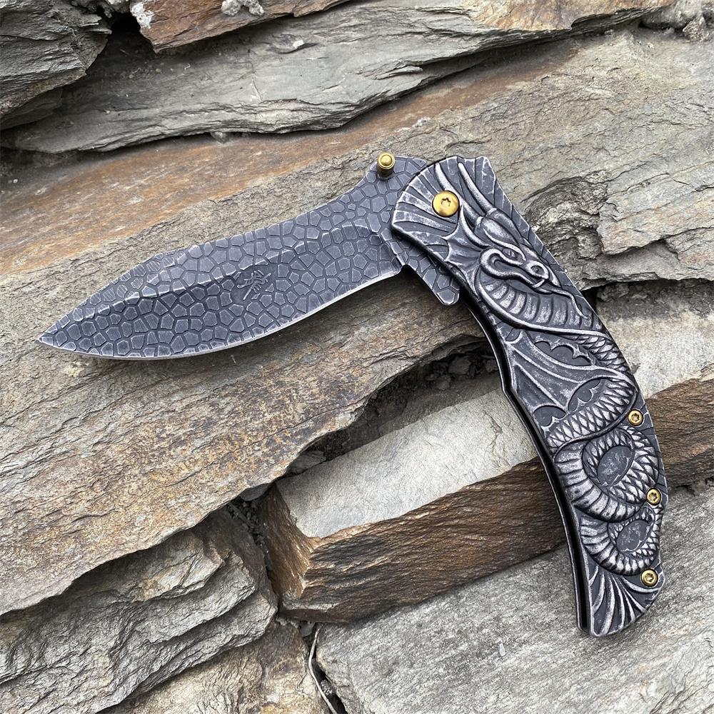 Sea Serpent sculpture Folding Knife Camping Knife - Tophatter Daily Deals