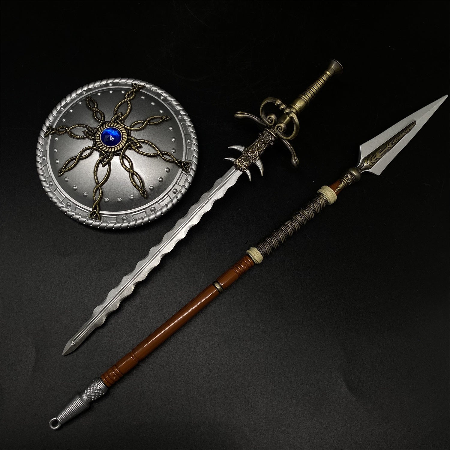 Dark Ruler's Great Shield Rough-tooth Saw The Spear of Resurrection Metal Replica 3 In 1 Pack - Tophatter Daily Deals