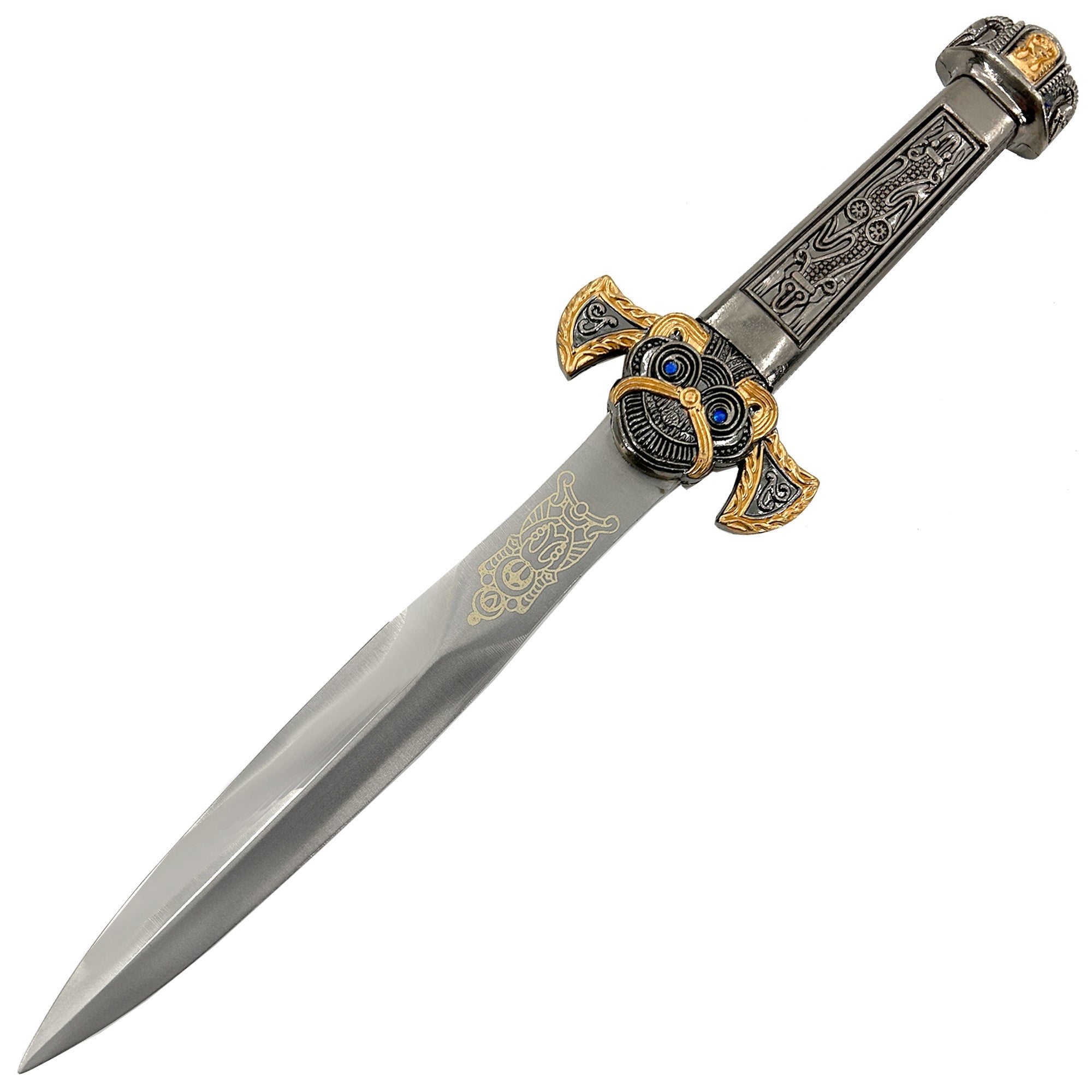 Imperial Elegance Ornate Roman Dagger with Blue Gem Accents Dagger - Tophatter Daily Deals