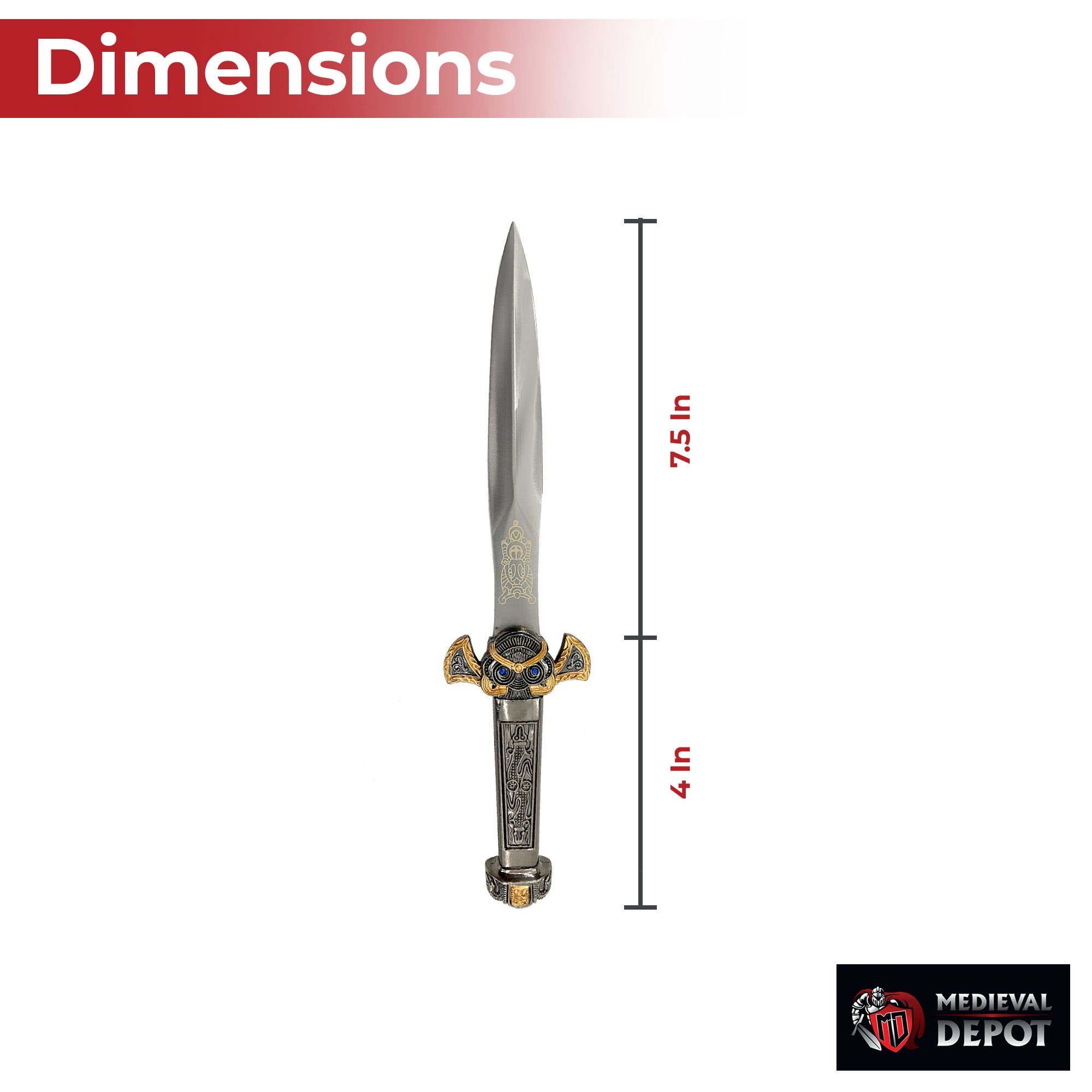 Imperial Elegance Ornate Roman Dagger with Blue Gem Accents Dagger - Tophatter Daily Deals