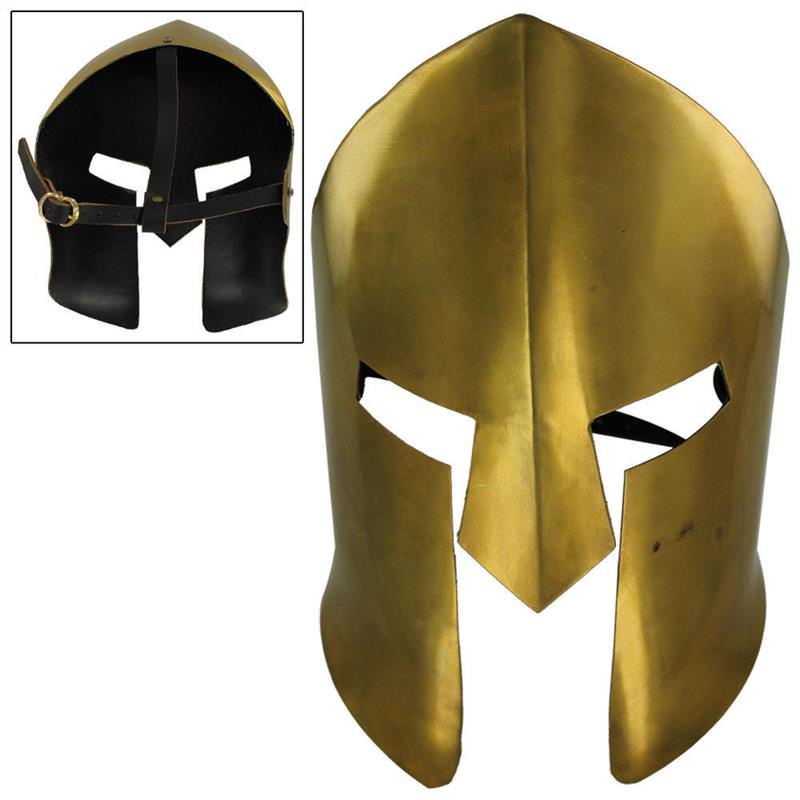Greek Spartan 20 Guage Brass Plating Medieval Mask Costume Armor - TOPHATTER'S ARMORY DEALS Collectible Weapons - Tophatter Daily Deals