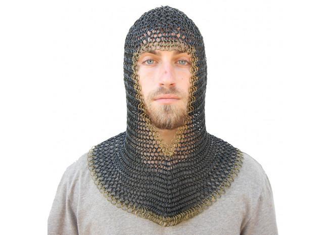 Medieval V Brass Face Mild Steel Chainmail Coif Armor historical period - Tophatter Daily Deals
