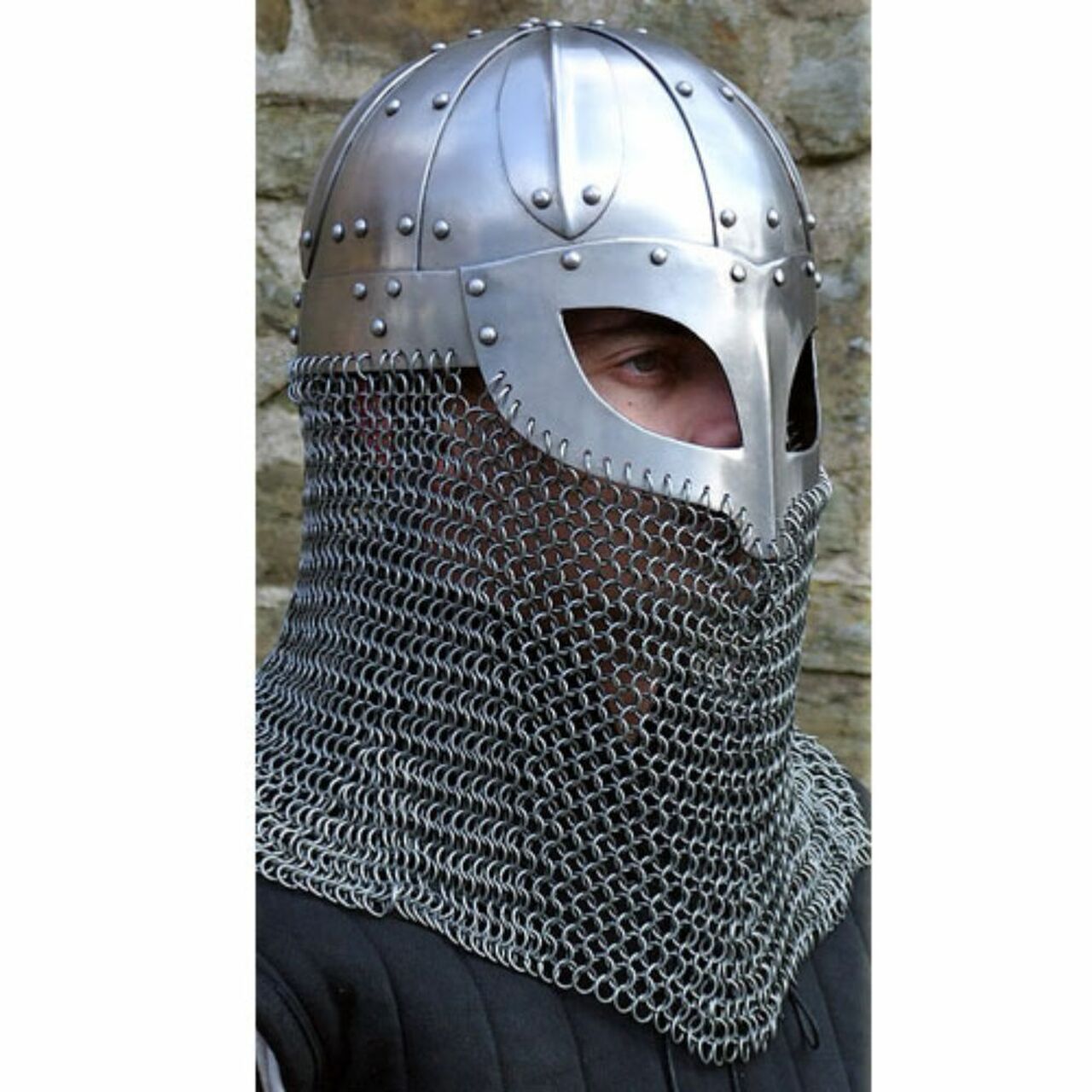 Viking Helmet Battle Armor 18G Steel and Chainmail Medieval armor - Tophatter Daily Deals