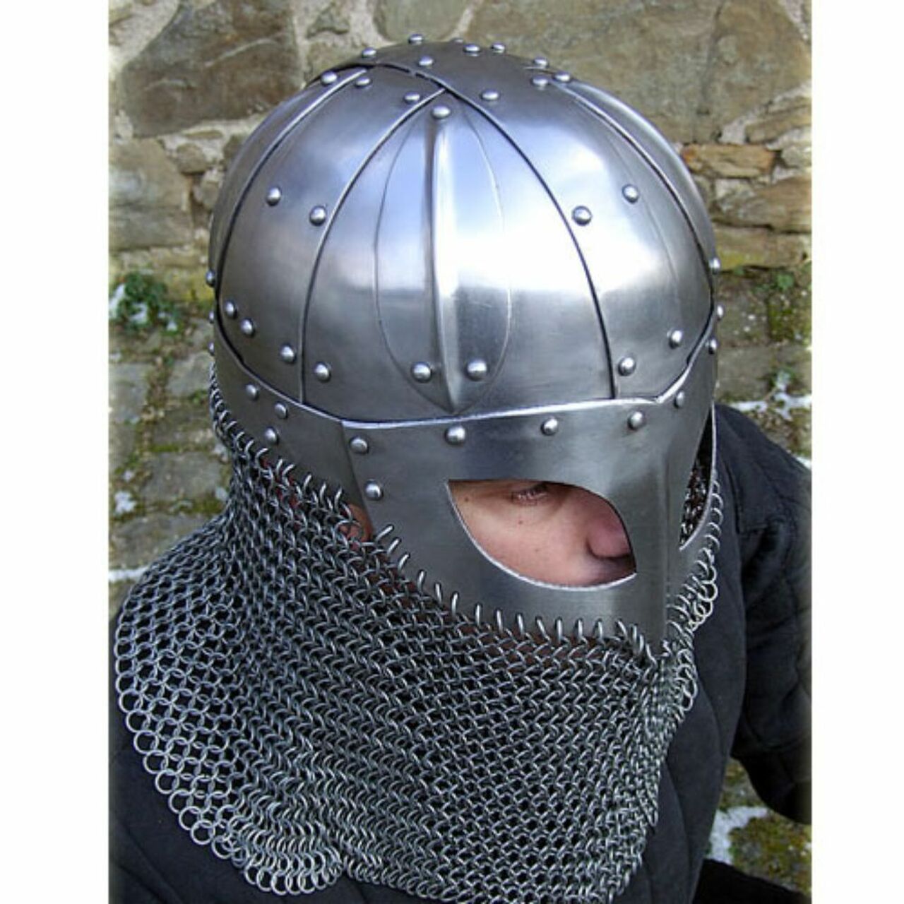 Viking Helmet Battle Armor 18G Steel and Chainmail Medieval armor - Tophatter Daily Deals