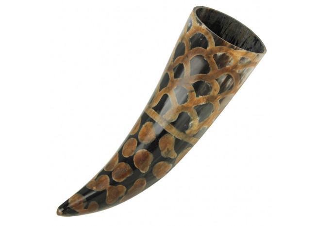 Scales Medieval Drinking Horn with Brown Leather Holder historical period - Tophatter Daily Deals