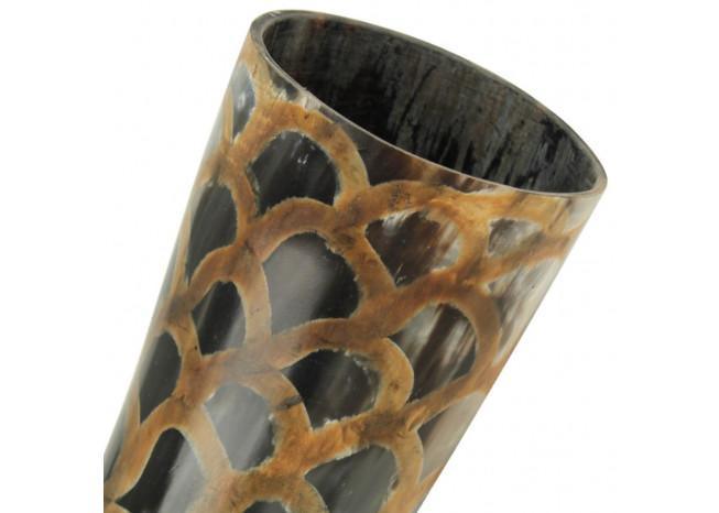 Scales Medieval Drinking Horn with Brown Leather Holder historical period - Tophatter Daily Deals