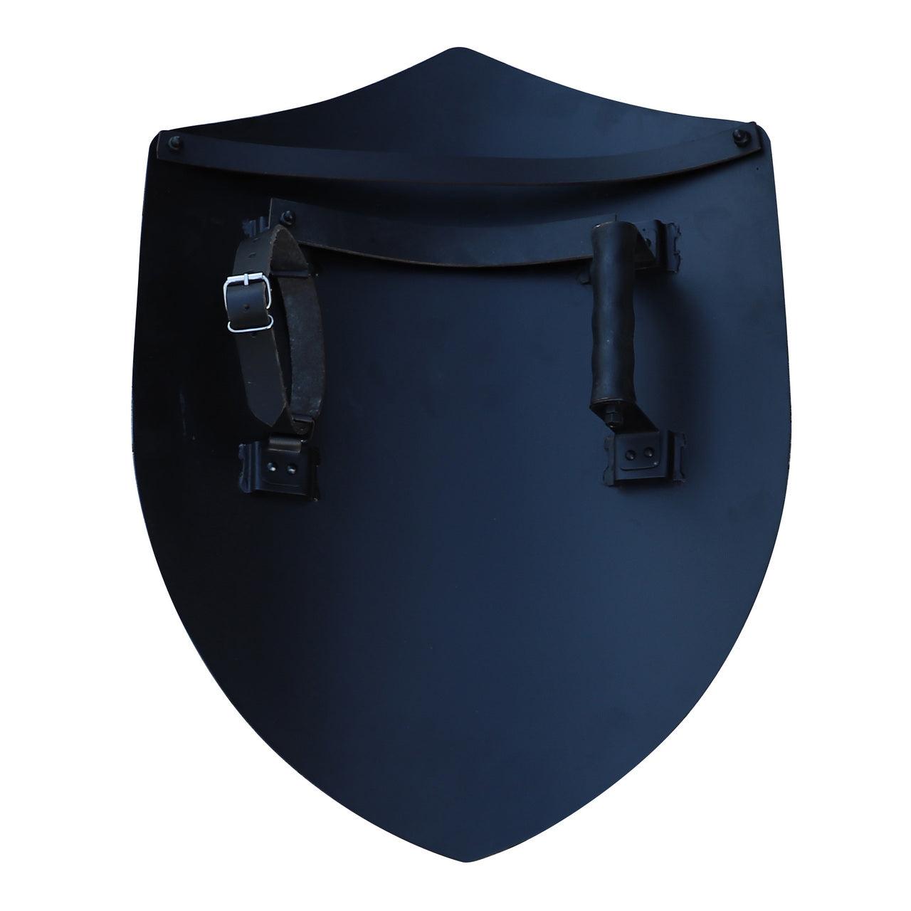 14th Century Four Point Functional Steel Matte Black Medieval Battle Shield historical period - Tophatter Daily Deals