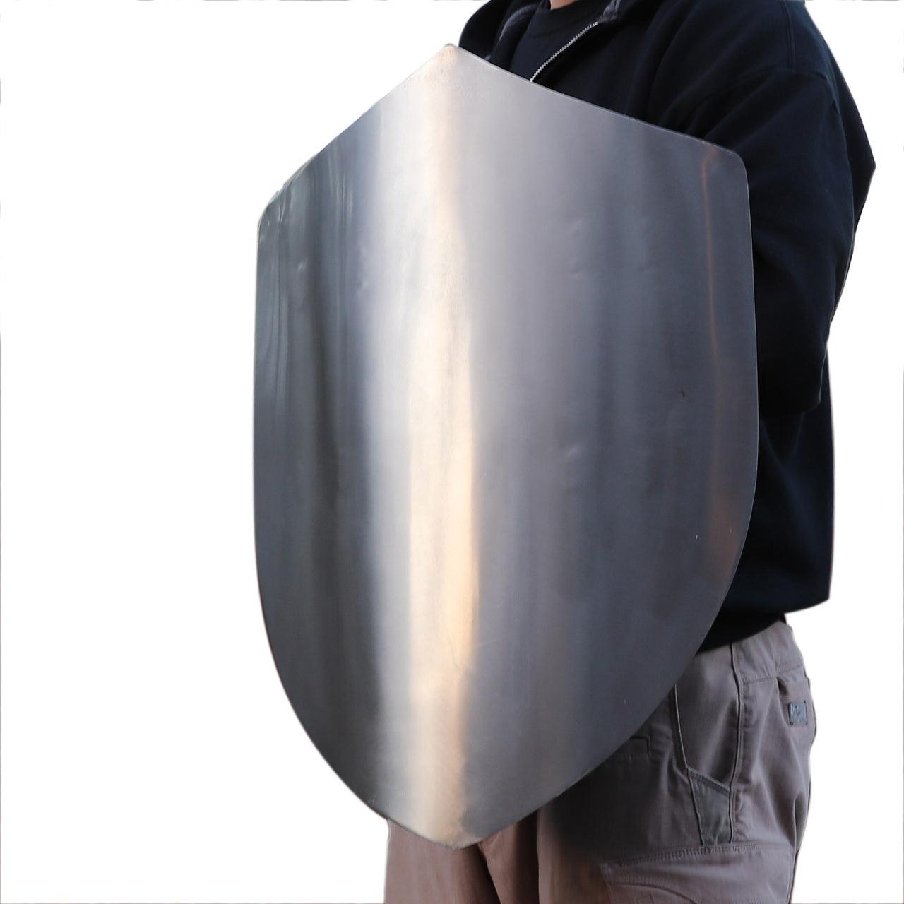 14th Century Four Point Functional Polished Steel Medieval Battle Shield historical period - Tophatter Daily Deals