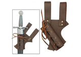 Medieval Hawk Wood Leather Sword Frog Brown historical period - Tophatter Daily Deals