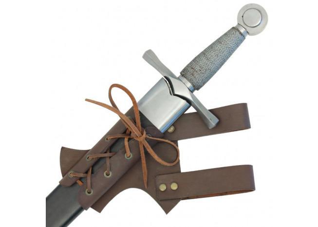 Medieval Hawk Wood Leather Sword Frog Brown historical period - Tophatter Daily Deals