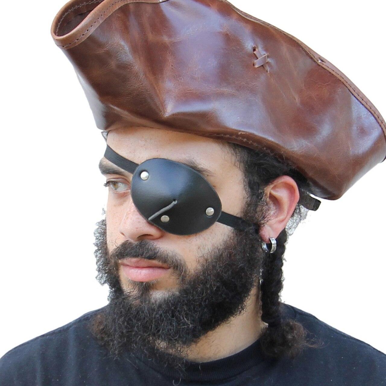 Leather Handmade Dark as Night Pirate Eye Patch novelty items - Tophatter Daily Deals