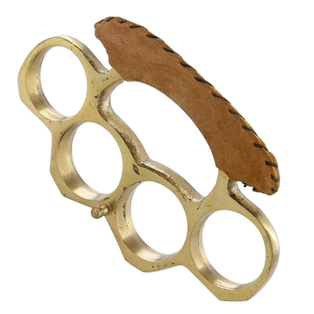 Genuine Brass Knuckle Buckle With Leather Support - TOPHATTER'S ARMORY DEALS Collectible Weapons - Tophatter Daily Deals