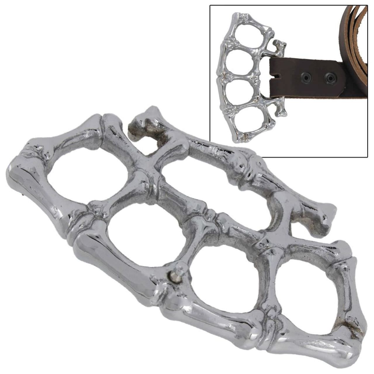 Aluminum Bone Finger Hand Belt Buckle Paperweight Silver Collectible Weapons - Tophatter Daily Deals