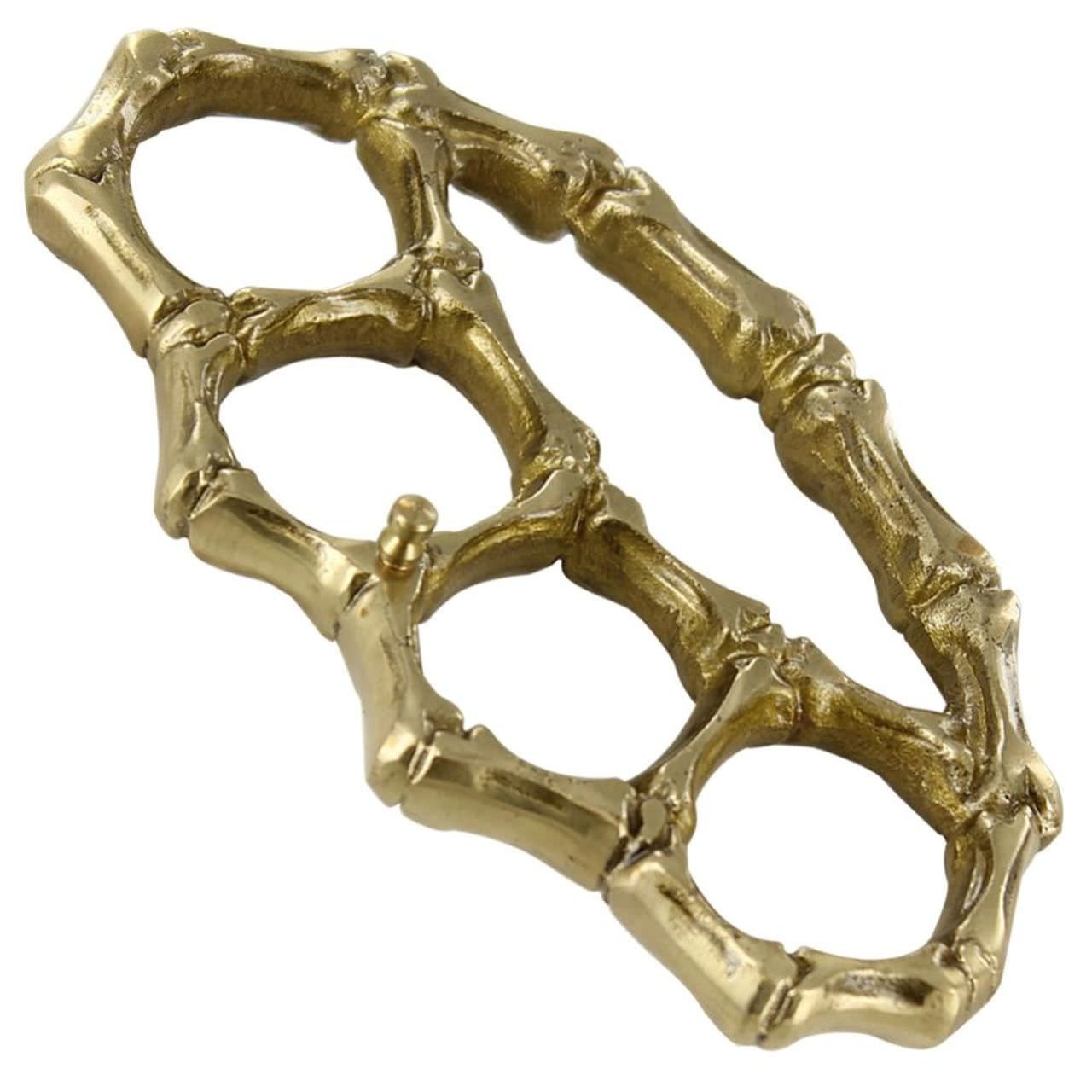 Bone Four Finger Defense Belt Buckle Brass Knuckle Paperweight Collectible Weapons - Tophatter Daily Deals