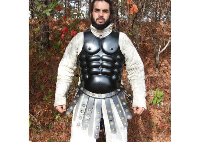 Muscular Blackened Greek Heroic Steel Cuirass historical period - Tophatter Daily Deals