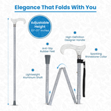 Graceful Lace Pearlz Folding Designer Adjustable Cane w/ Rhinestone collar Folding Canes - Tophatter Daily Deals