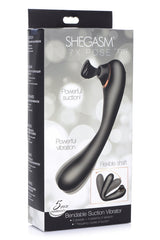 INMI Shegasm 7X Pose Bendable Suction Vibrator with Flexible Shaft, Powerful Vibration, and Suction – Black > Sex Toys For Ladies > Air Pulsation - Tophatter Daily Deals