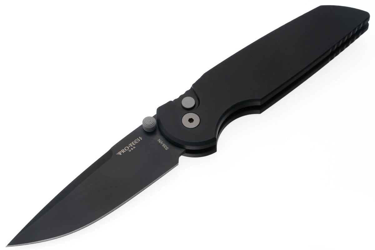 Pro-Tech Knives TR-3 Integrity Manual - Black Handle - Black Blade - INT103 Folding Knives - Tophatter Daily Deals