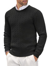 Fitted Men's Knit Sweater - Slim Cable Knit, Cotton, Casual Black - Tophatter Daily Deals