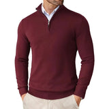 Lightweight Classic Men’s Knit Sweater - Zip Collar, Cotton - Tophatter Daily Deals
