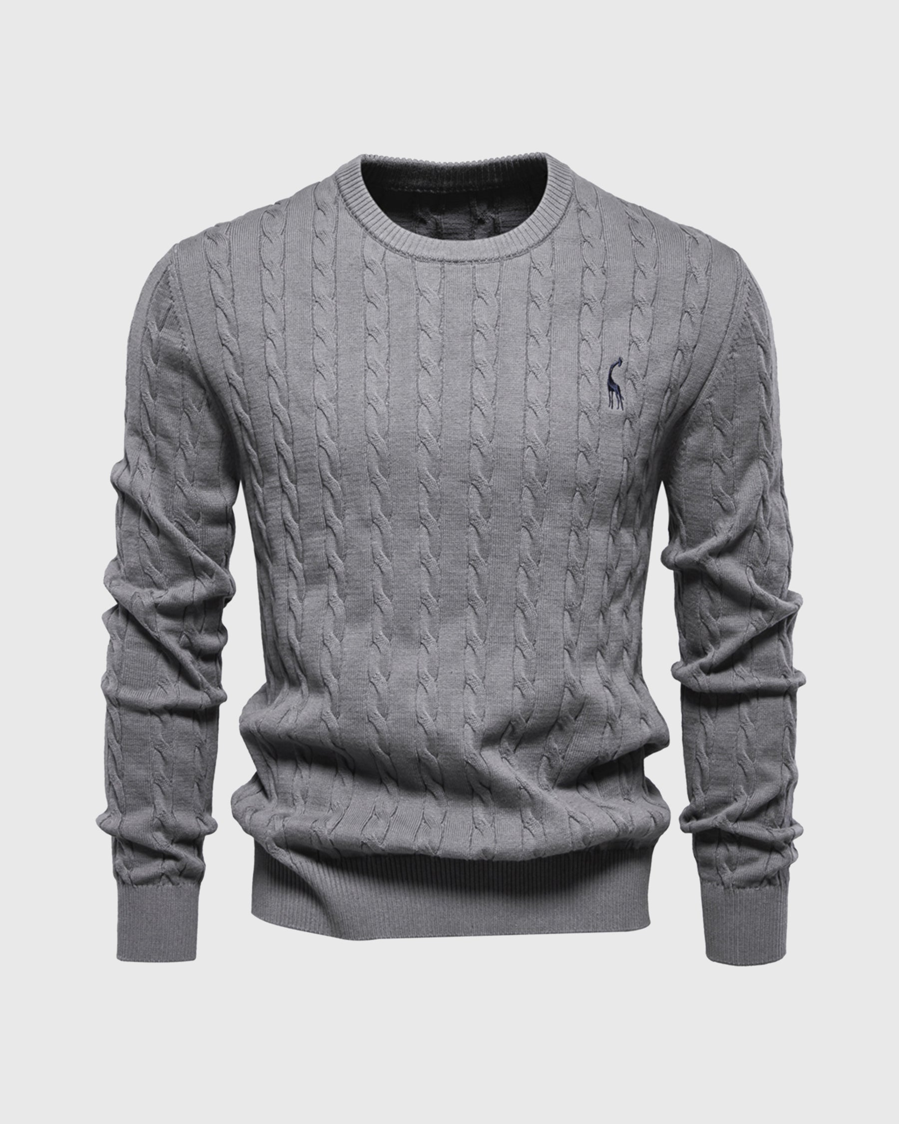 Soft Timeless Men's Cable Knit Sweater - Crewneck, Cotton Gray - Tophatter Daily Deals