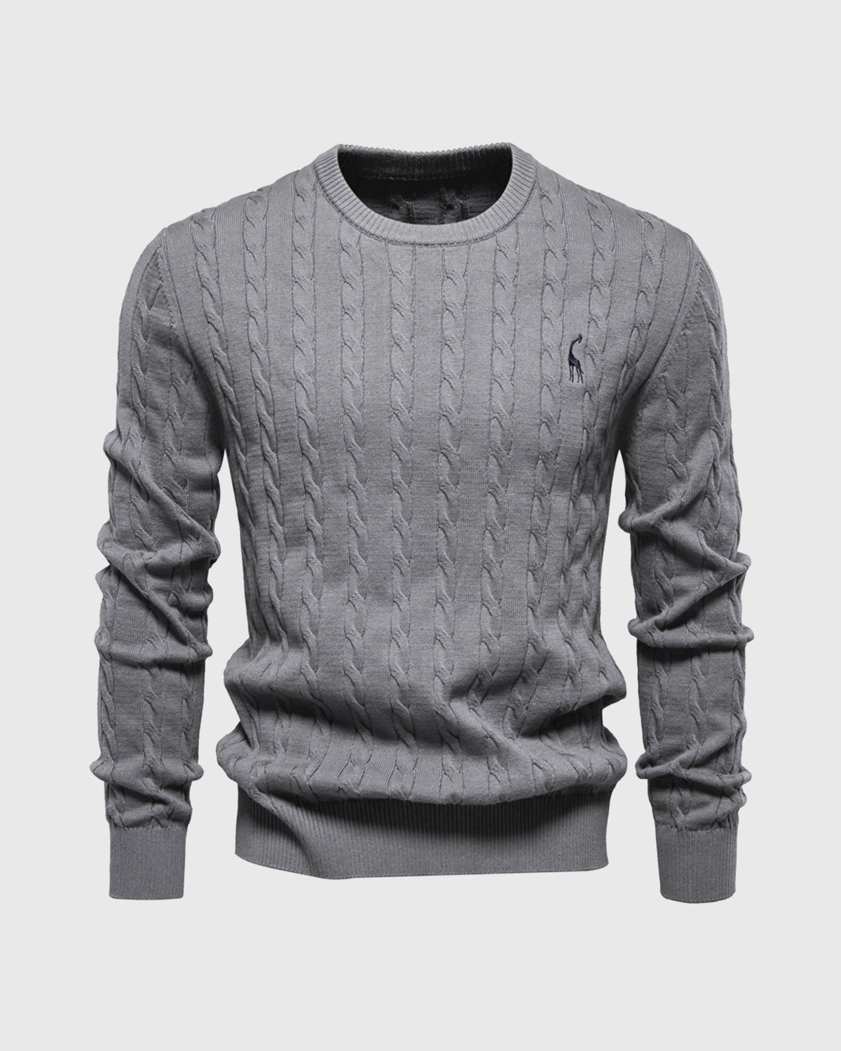 Soft Timeless Men's Cable Knit Sweater - Crewneck, Cotton Gray - Tophatter Daily Deals