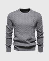 Soft Timeless Men's Cable Knit Sweater - Crewneck, Cotton Gray - Tophatter Daily Deals