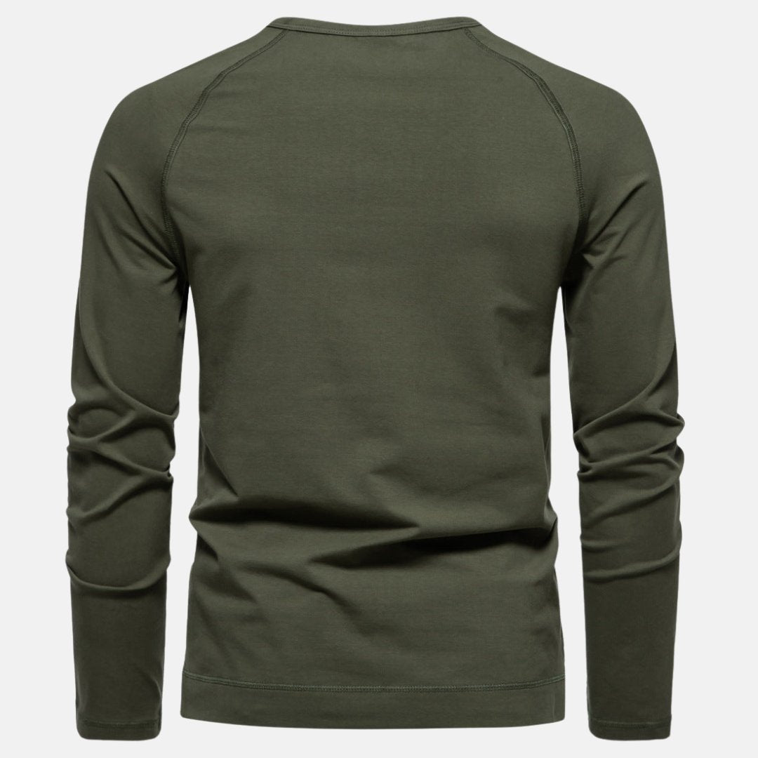 Lightweight Mens Long Sleeve Henley - Fitted Cotton, Casual - Tophatter Daily Deals