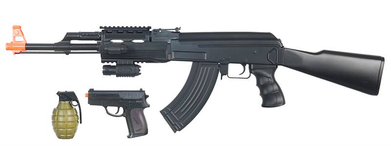 AK47B FPS-200 Electric Assault Rifle with P618 FPS-120 Spring Pistol Airsoft Gun Kit - Tophatter's Guns'N'Weapons Store Collectible Weapons - Tophatter Daily Deals