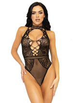 Net and Lace Keyhole Halter Bodysuit One Size – Lingerie > Clothes > Bodies and Playsuits - Tophatter Daily Deals