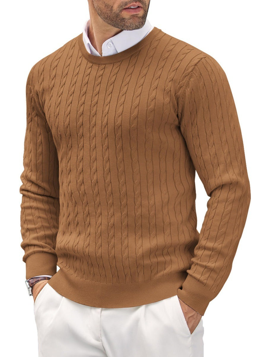 Fitted Men's Knit Sweater - Slim Cable Knit, Cotton, Casual - Tophatter Daily Deals