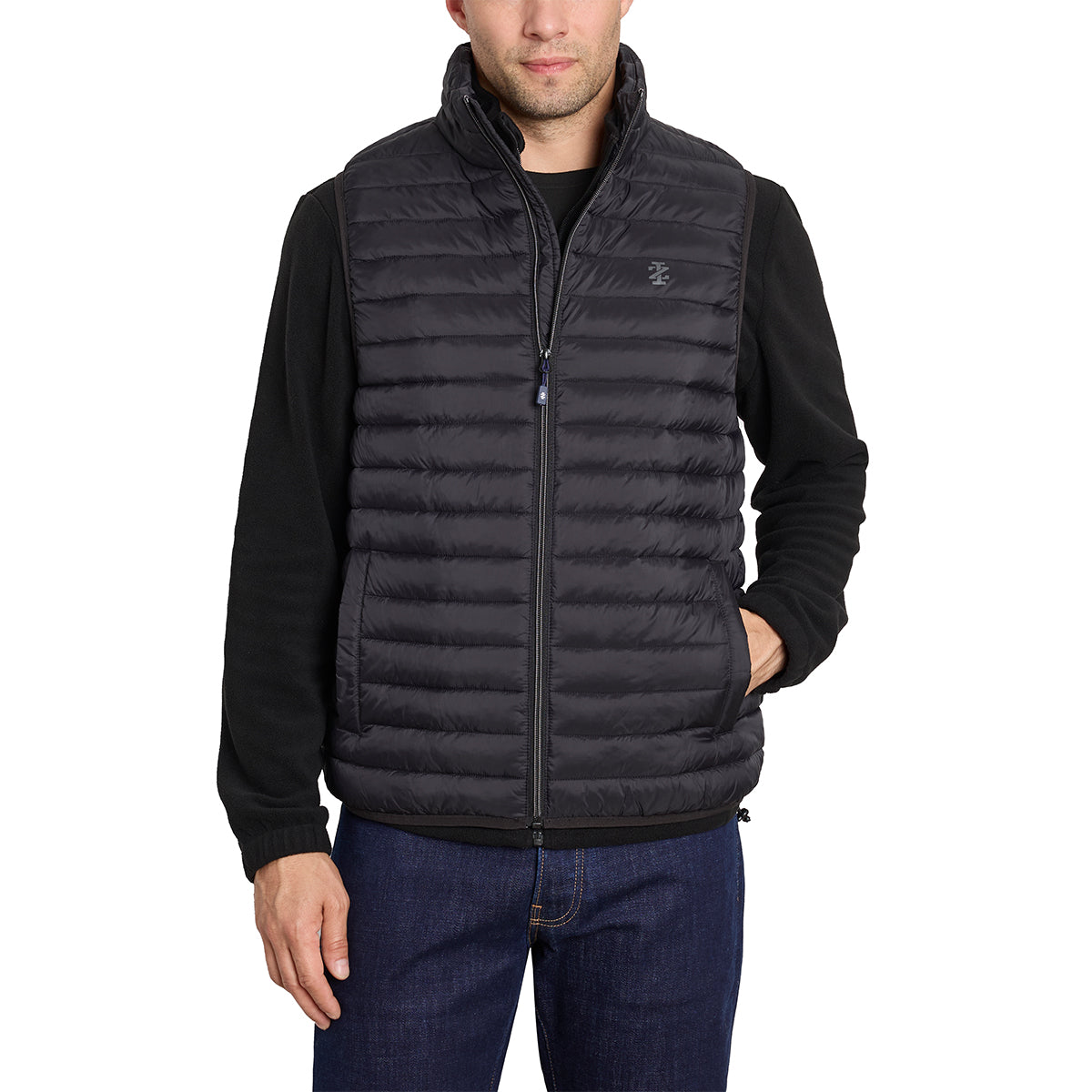 IZOD Men's Full Zip Puffer Vest Black Vests - Tophatter Daily Deals