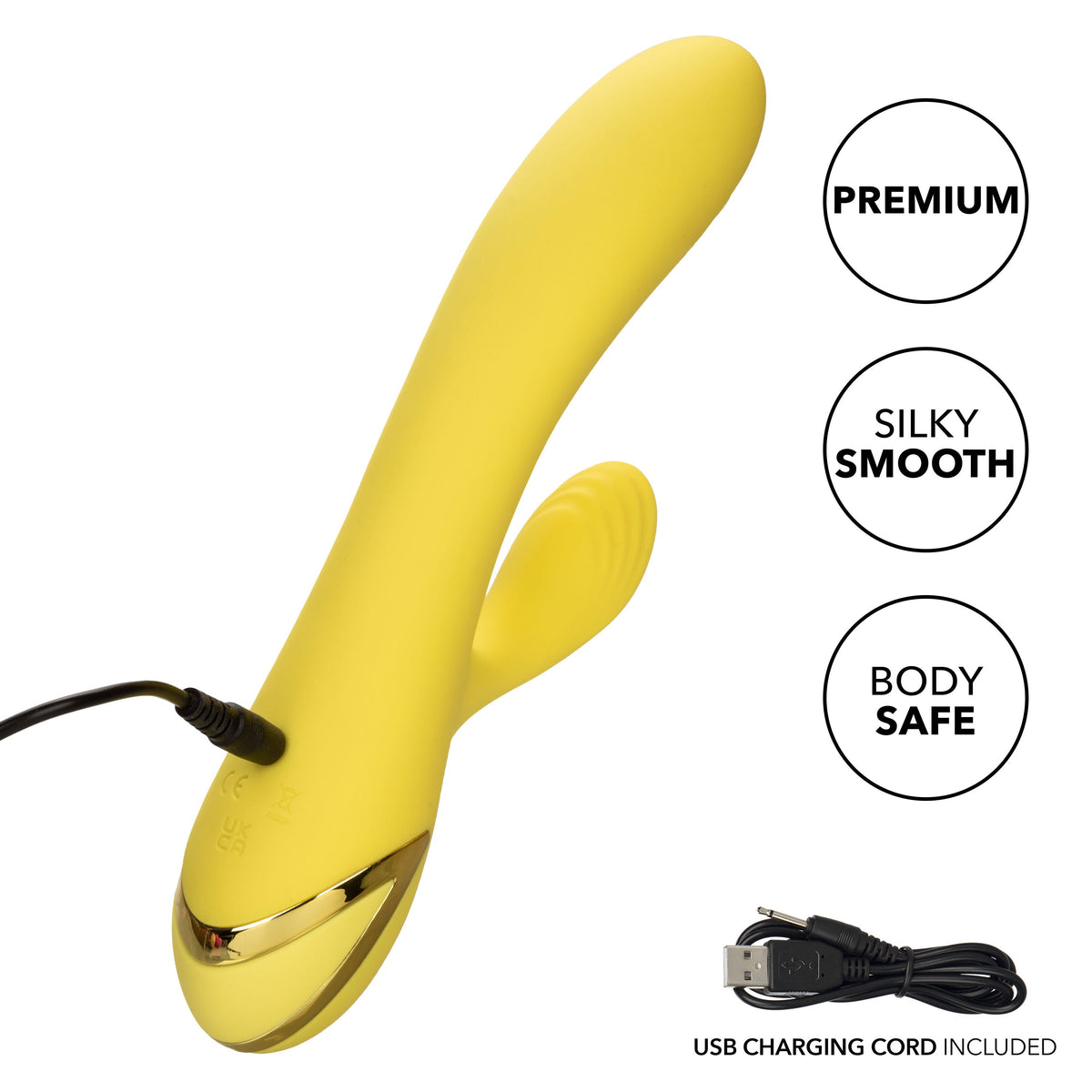 California Dreaming San Diego Seduction Yellow Silicone Dual-Action Massager with Triple Motors and 10 Functions > Vibrators > Ladies > Rabbit - Tophatter Daily Deals