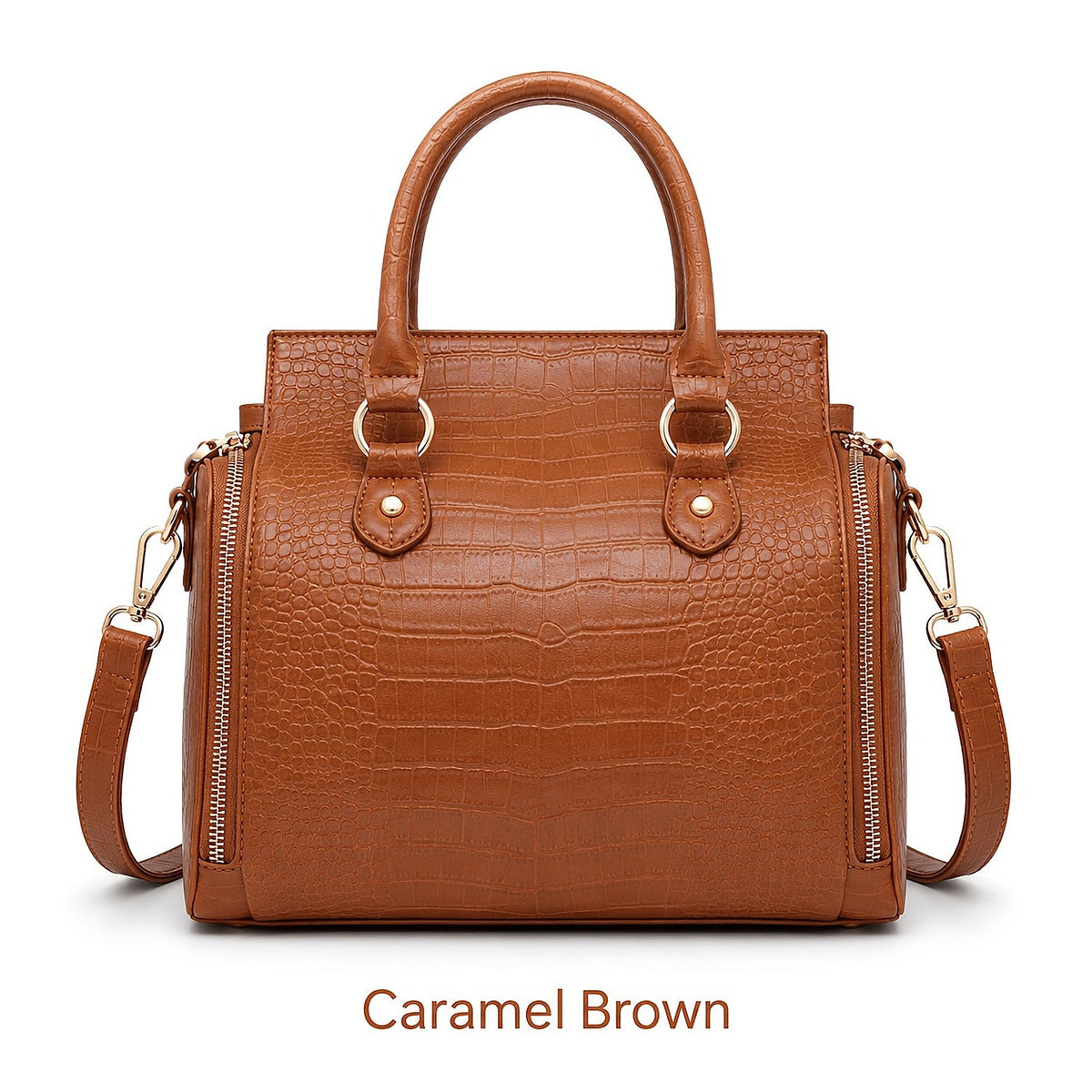 Vintage Top Handle Handbag with Crossbody Strap Light Brown Handbags & Wallets - Tophatter Daily Deals
