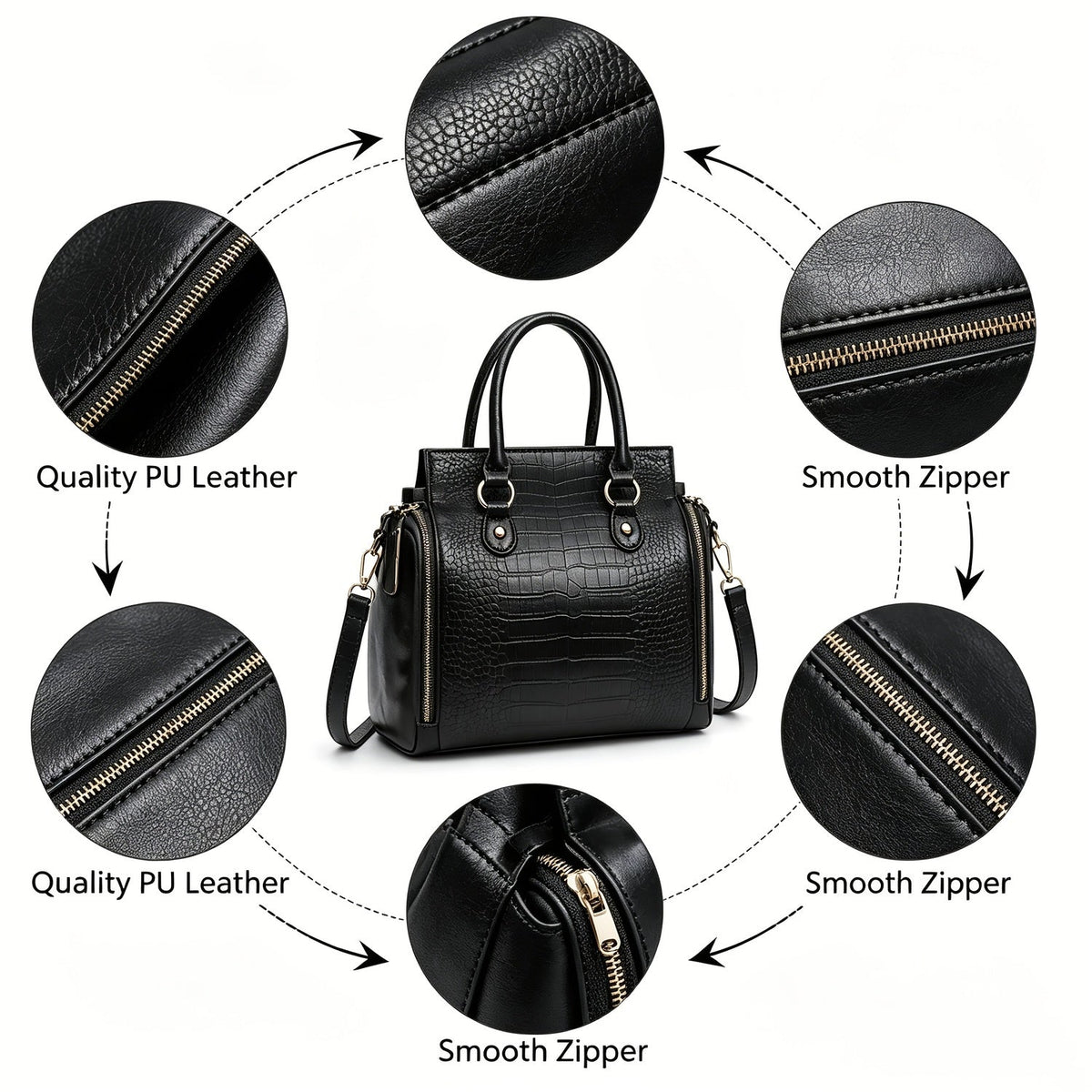 Vintage Top Handle Handbag with Crossbody Strap Handbags & Wallets - Tophatter Daily Deals