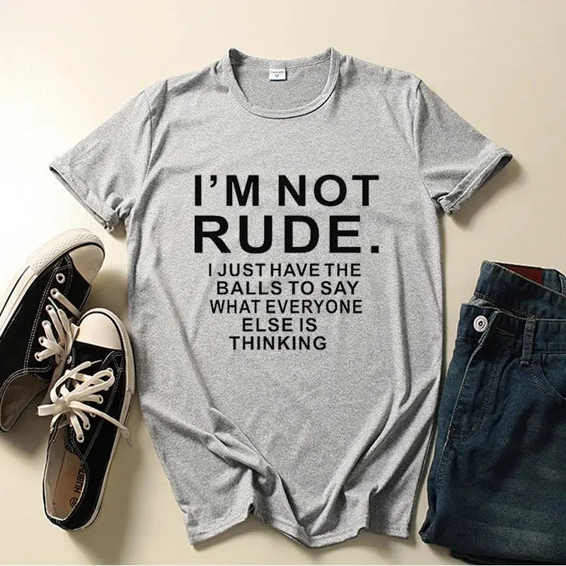 I'm Not Rude Letter Print Women T Shirt Short Sleeve O Neck Loose Women Tshirt Ladies Tee Shirt Tops Clothes Camisetas Mujer - Tophatter Daily Deals