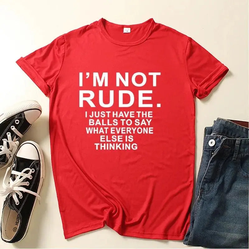 I'm Not Rude Letter Print Women T Shirt Short Sleeve O Neck Loose Women Tshirt Ladies Tee Shirt Tops Clothes Camisetas Mujer - Tophatter Daily Deals