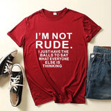 I'm Not Rude Letter Print Women T Shirt Short Sleeve O Neck Loose Women Tshirt Ladies Tee Shirt Tops Clothes Camisetas Mujer - Tophatter Daily Deals