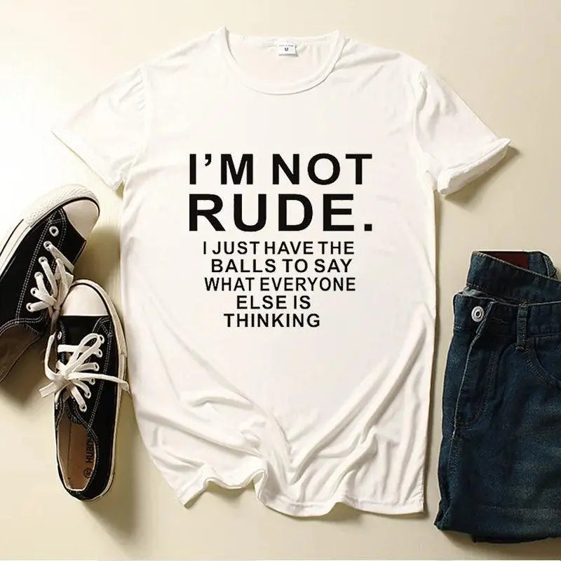 I'm Not Rude Letter Print Women T Shirt Short Sleeve O Neck Loose Women Tshirt Ladies Tee Shirt Tops Clothes Camisetas Mujer - Tophatter Daily Deals